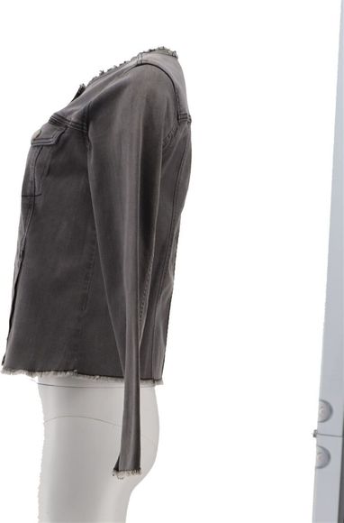 LOGO Lori Goldstein Denim Jacket Frayed Edges Grey Wash A397995D - Picture 3 of 8